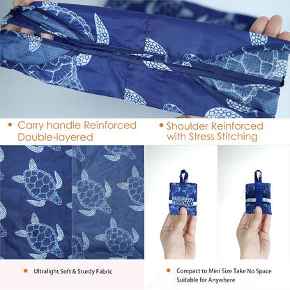 Reusable Grocery Shopping Bag -Travel Tote Bag - Foldable Compact Sturdy Bags