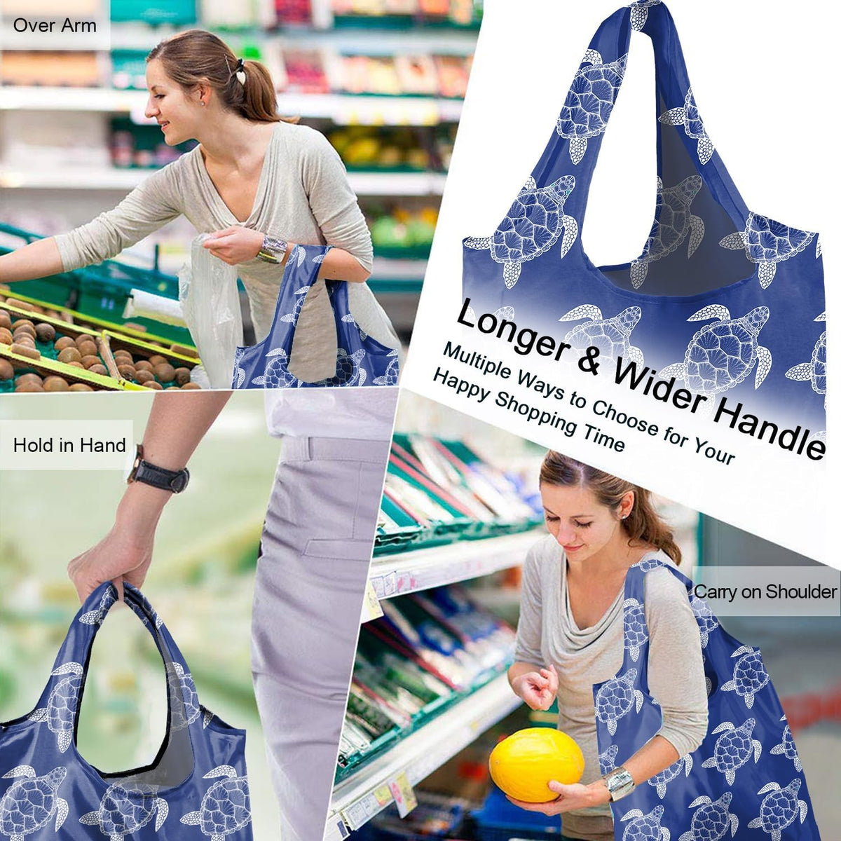 Reusable Grocery Shopping Bag -Travel Tote Bag - Foldable Compact Sturdy Bags