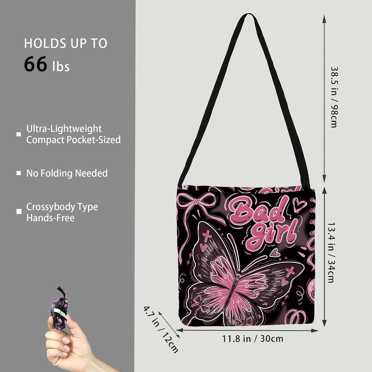 Reusable Grocery Shopping Bag -Travel Tote Bag - Foldable Compact Sturdy Bags