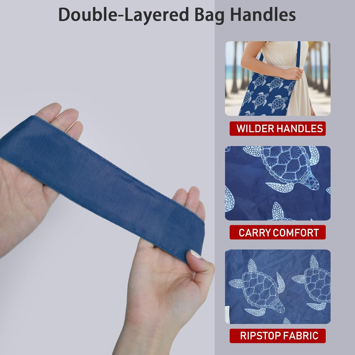 Reusable Grocery Shopping Bag -Travel Tote Bag - Foldable Compact Sturdy Bags