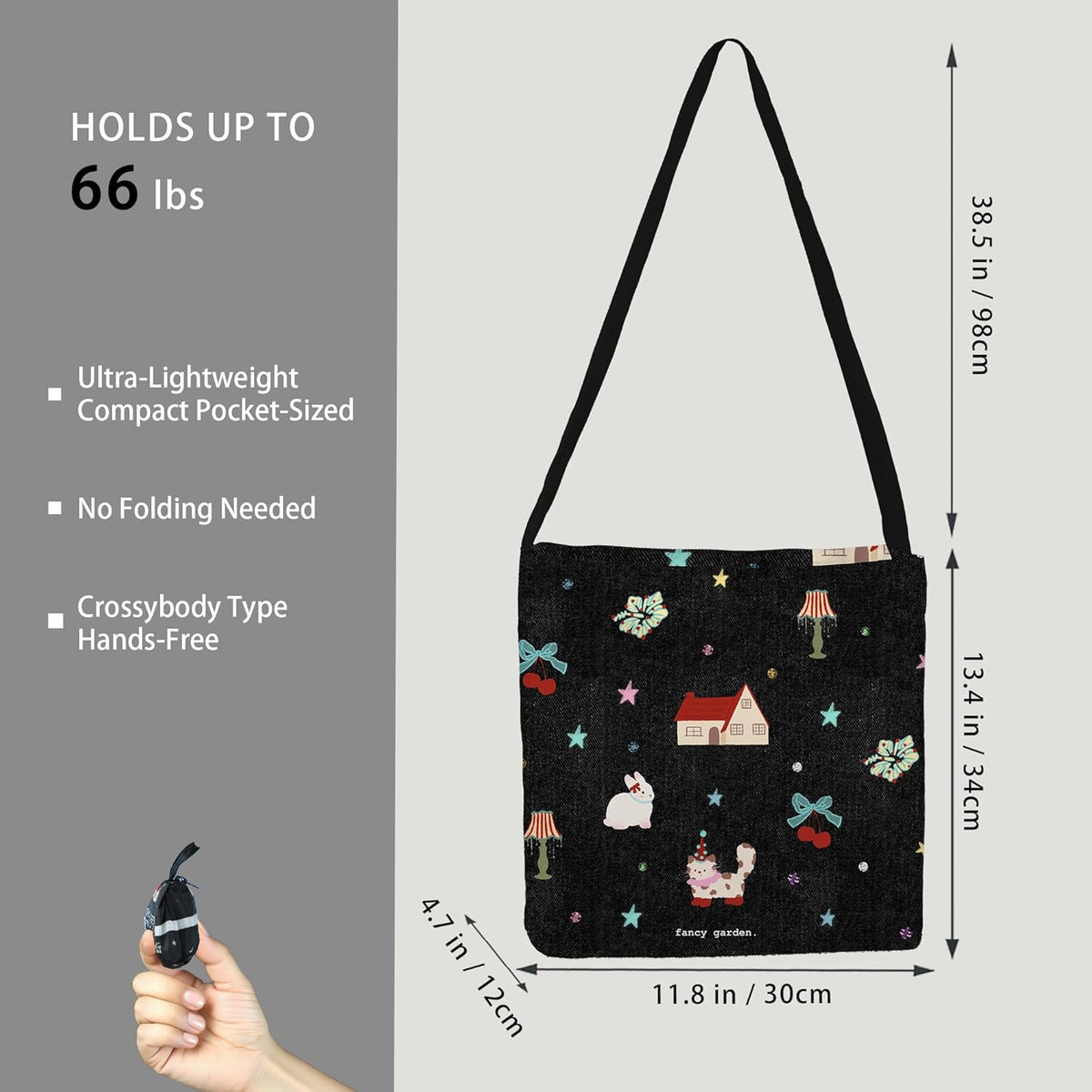 Reusable Grocery Shopping Bag -Travel Tote Bag - Foldable Compact Sturdy Bags