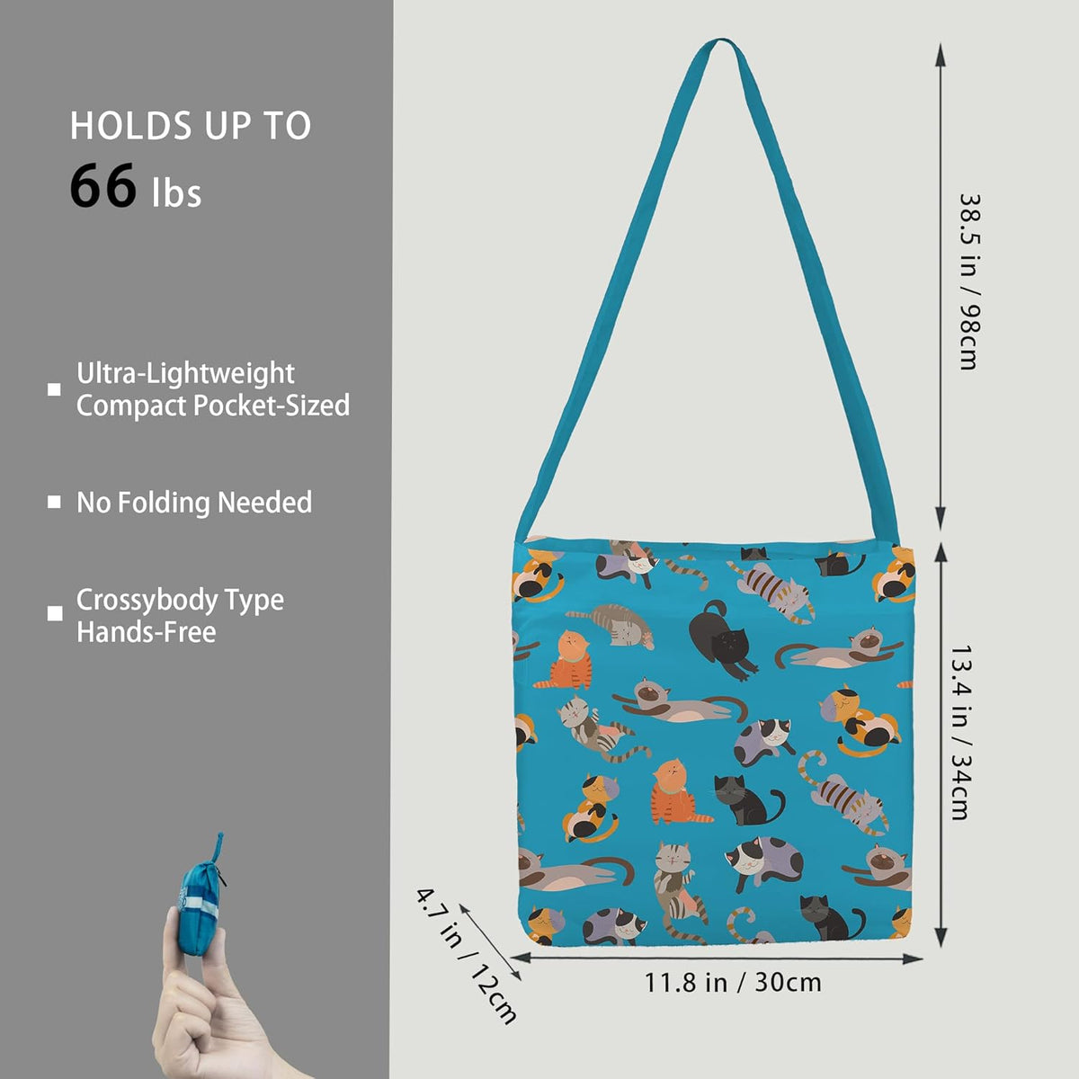 Reusable Grocery Shopping Bag -Travel Tote Bag - Foldable Compact Sturdy Bags