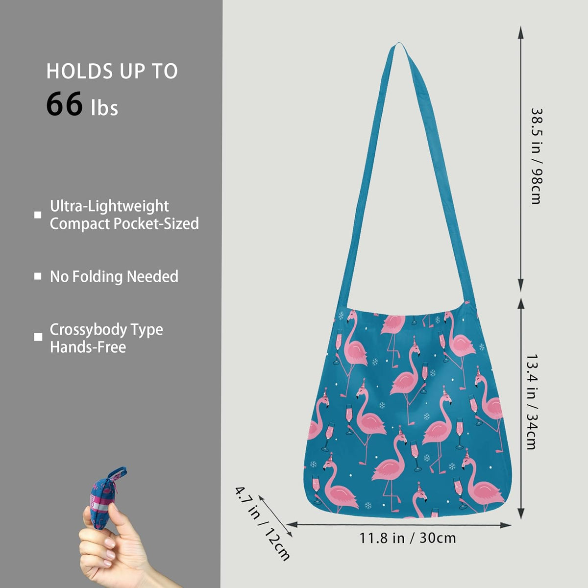 Reusable Grocery Shopping Bag -Travel Tote Bag - Foldable Compact Sturdy Bags