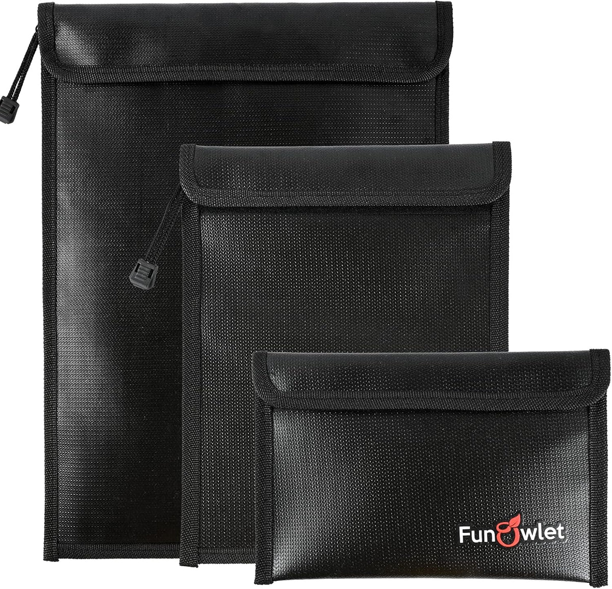 Fireproof Waterproof Money Document Bag, 3Pack Safe Pouch | Fire and Water Resistant ,Zipper Storage Organizer, for Important Papers, Cash, Passports, Jewelry & Electronics, Gray