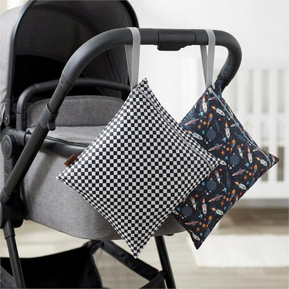Hamur Wet Bag Set – 2 Pack Reusable Waterproof & Mess-Proof Bags (2 Large 12.6×14.6 in) | Washable at 40 °C, Lightweight Storage for Baby, Travel & Gym Essentials(Galaxy - Dama Denim)