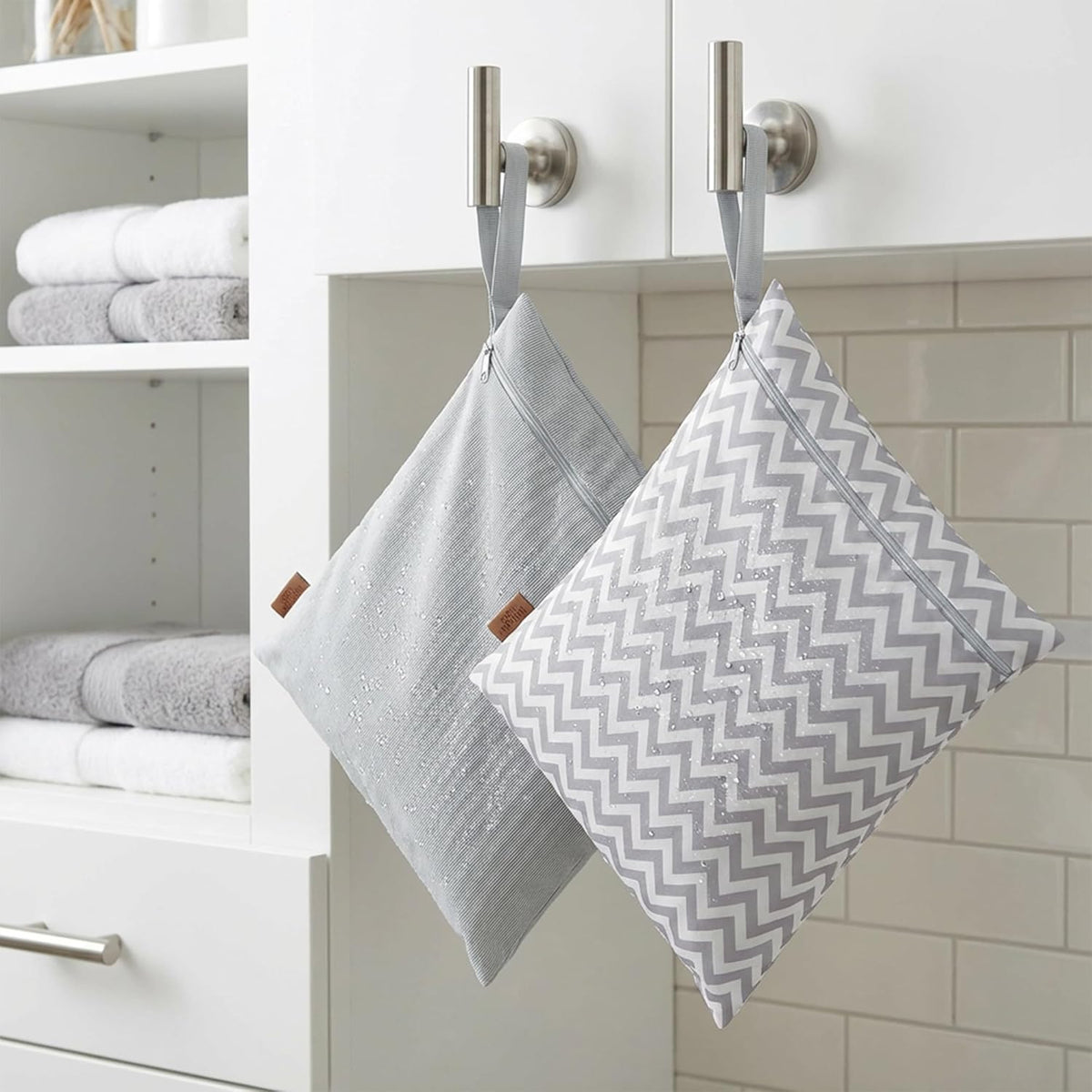Hamur Wet Bag Set – 2 Pack Reusable Waterproof & Mess-Proof Bags (2 Large 12.6×14.6 in) | Washable at 40 °C, Lightweight Storage for Baby, Travel & Gym Essentials(Galaxy - Dama Denim)