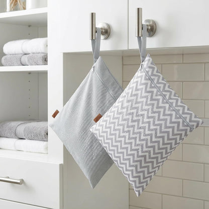 Hamur Wet Bag Set – 2 Pack Reusable Waterproof & Mess-Proof Bags (2 Large 12.6×14.6 in) | Washable at 40 °C, Lightweight Storage for Baby, Travel & Gym Essentials(Galaxy - Dama Denim)