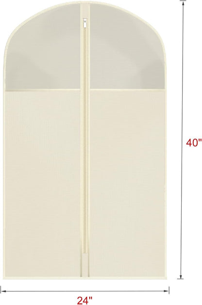 60 '' Foldable Extra Long Dress Garment Bag, Premium Breathable & Tear-resistant Hanging Dress Cover for Travel and Closet Storage with Mesh Shoe Pocket and 2 Carry Handles