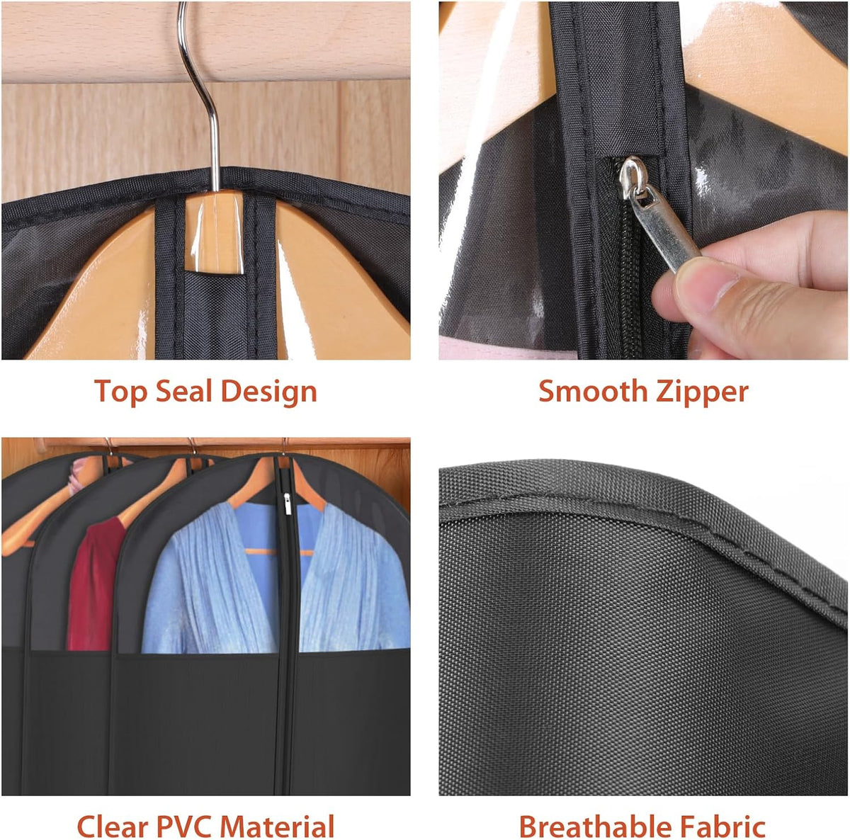 60 '' Foldable Extra Long Dress Garment Bag, Premium Breathable & Tear-resistant Hanging Dress Cover for Travel and Closet Storage with Mesh Shoe Pocket and 2 Carry Handles