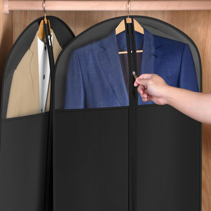 60 '' Foldable Extra Long Dress Garment Bag, Premium Breathable & Tear-resistant Hanging Dress Cover for Travel and Closet Storage with Mesh Shoe Pocket and 2 Carry Handles