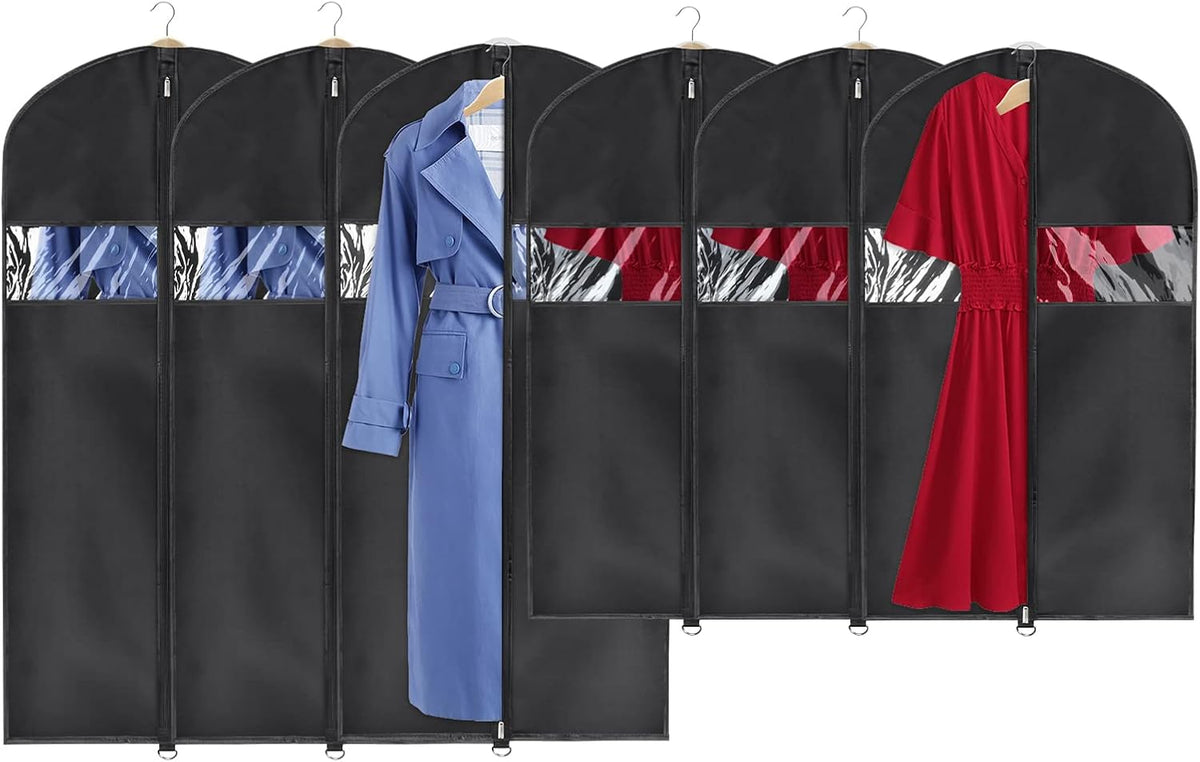 60 '' Foldable Extra Long Dress Garment Bag, Premium Breathable & Tear-resistant Hanging Dress Cover for Travel and Closet Storage with Mesh Shoe Pocket and 2 Carry Handles