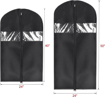 60 '' Foldable Extra Long Dress Garment Bag, Premium Breathable & Tear-resistant Hanging Dress Cover for Travel and Closet Storage with Mesh Shoe Pocket and 2 Carry Handles