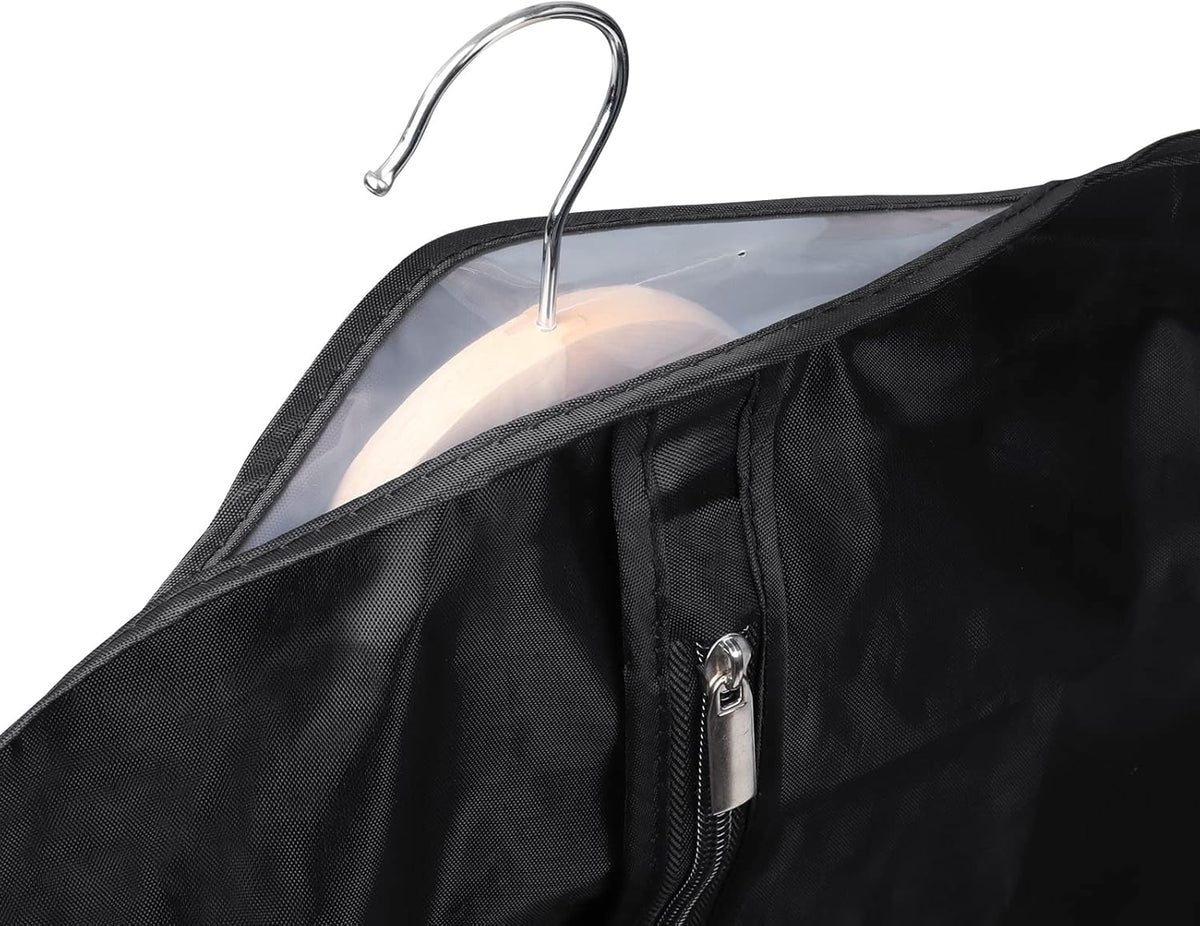 60 '' Foldable Extra Long Dress Garment Bag, Premium Breathable & Tear-resistant Hanging Dress Cover for Travel and Closet Storage with Mesh Shoe Pocket and 2 Carry Handles
