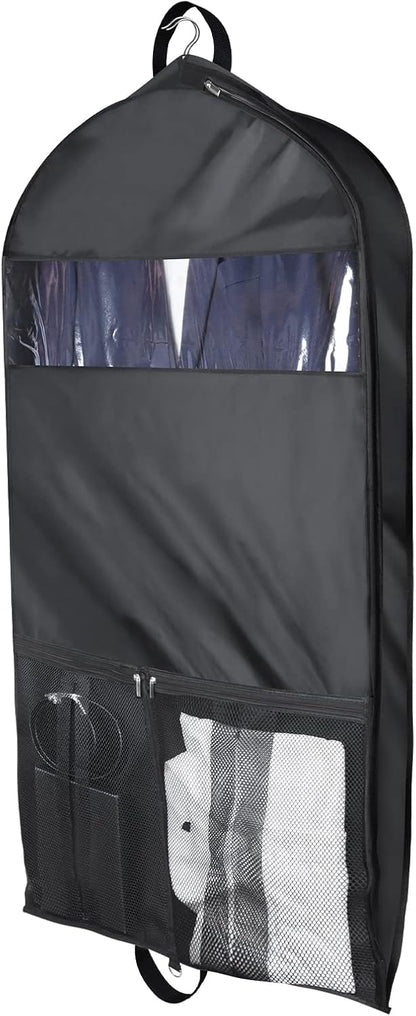 60 '' Foldable Extra Long Dress Garment Bag, Premium Breathable & Tear-resistant Hanging Dress Cover for Travel and Closet Storage with Mesh Shoe Pocket and 2 Carry Handles
