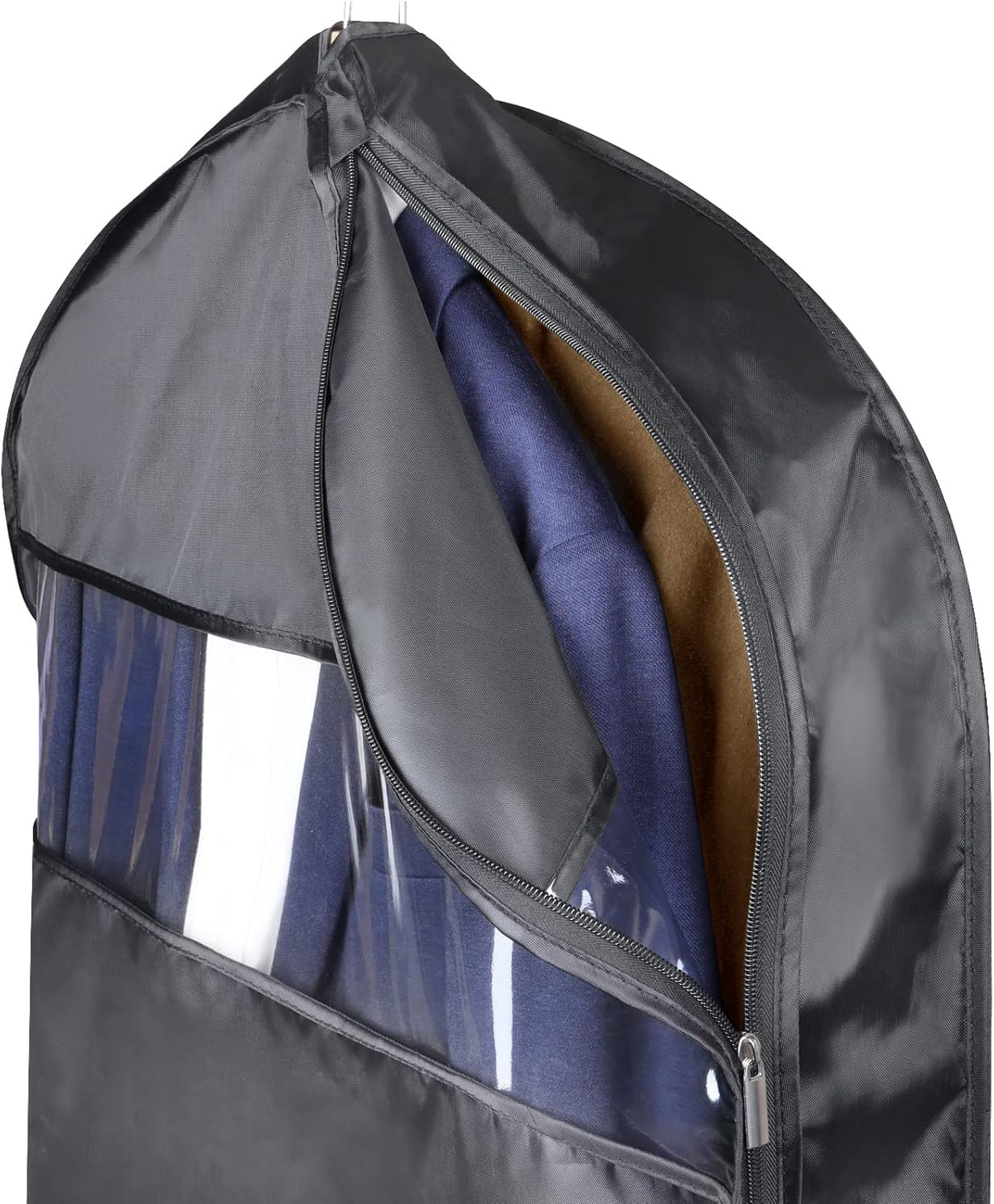 60 '' Foldable Extra Long Dress Garment Bag, Premium Breathable & Tear-resistant Hanging Dress Cover for Travel and Closet Storage with Mesh Shoe Pocket and 2 Carry Handles