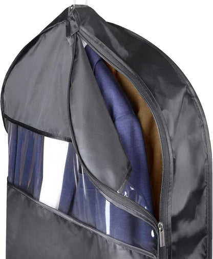 60 '' Foldable Extra Long Dress Garment Bag, Premium Breathable & Tear-resistant Hanging Dress Cover for Travel and Closet Storage with Mesh Shoe Pocket and 2 Carry Handles