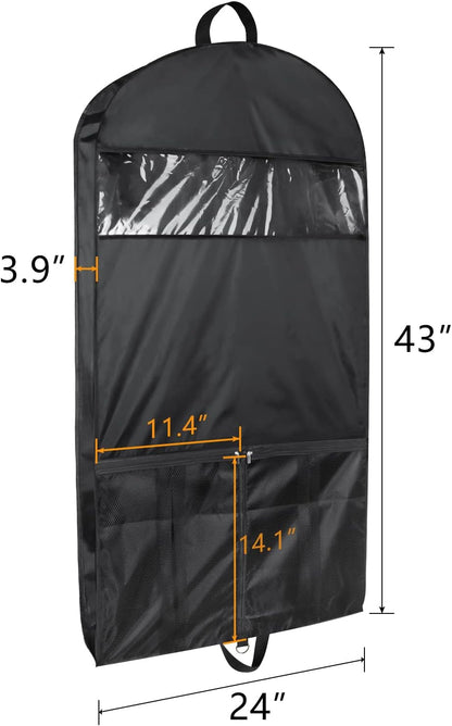 60 '' Foldable Extra Long Dress Garment Bag, Premium Breathable & Tear-resistant Hanging Dress Cover for Travel and Closet Storage with Mesh Shoe Pocket and 2 Carry Handles