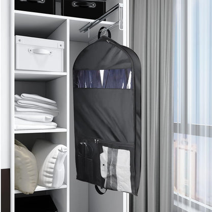 60 '' Foldable Extra Long Dress Garment Bag, Premium Breathable & Tear-resistant Hanging Dress Cover for Travel and Closet Storage with Mesh Shoe Pocket and 2 Carry Handles