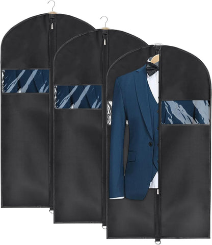 60 '' Foldable Extra Long Dress Garment Bag, Premium Breathable & Tear-resistant Hanging Dress Cover for Travel and Closet Storage with Mesh Shoe Pocket and 2 Carry Handles