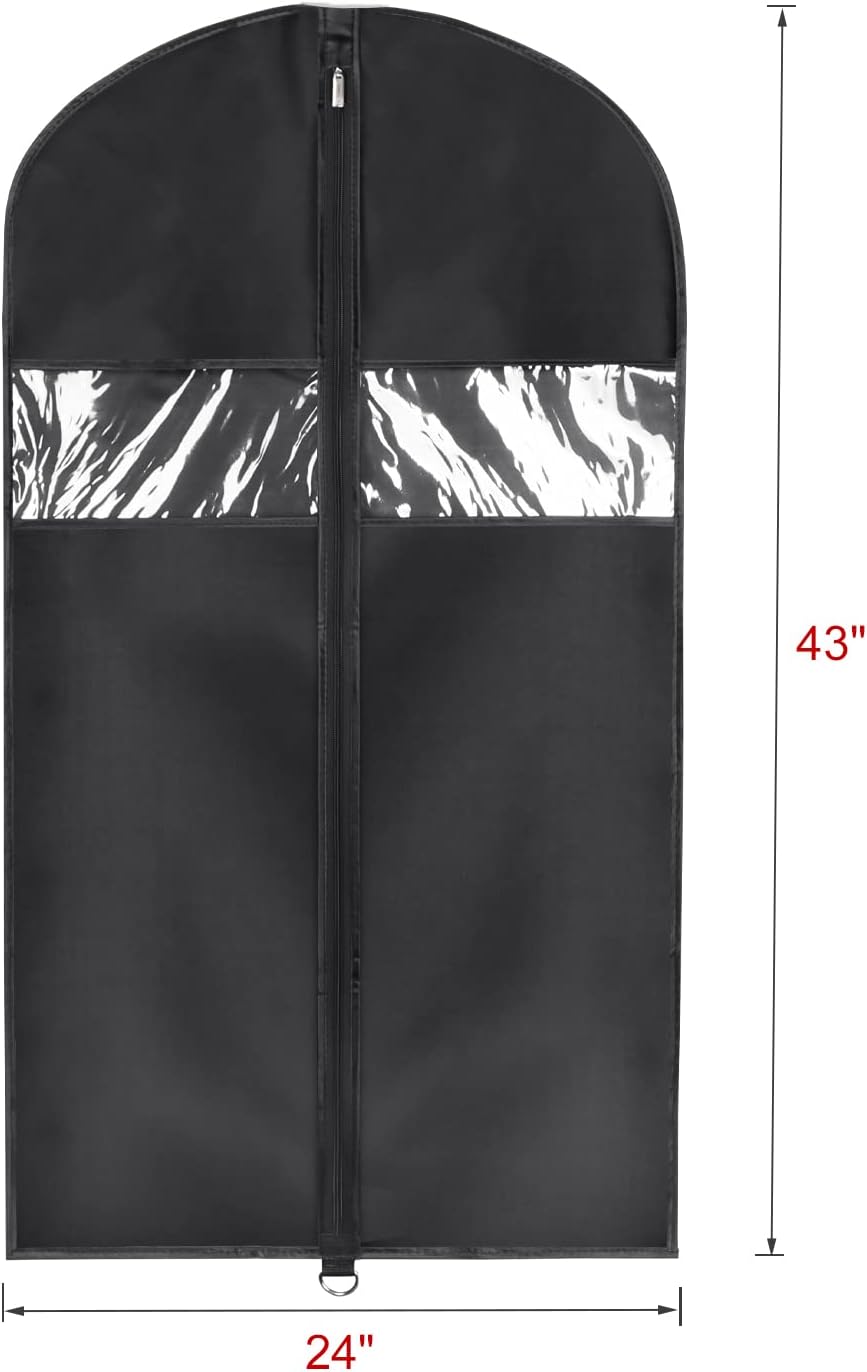 60 '' Foldable Extra Long Dress Garment Bag, Premium Breathable & Tear-resistant Hanging Dress Cover for Travel and Closet Storage with Mesh Shoe Pocket and 2 Carry Handles
