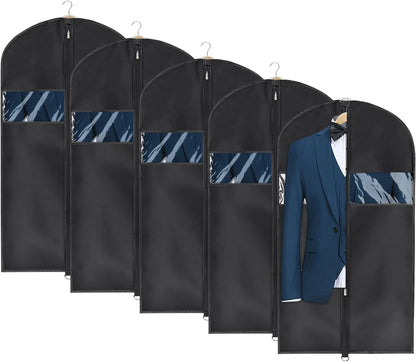 60 '' Foldable Extra Long Dress Garment Bag, Premium Breathable & Tear-resistant Hanging Dress Cover for Travel and Closet Storage with Mesh Shoe Pocket and 2 Carry Handles