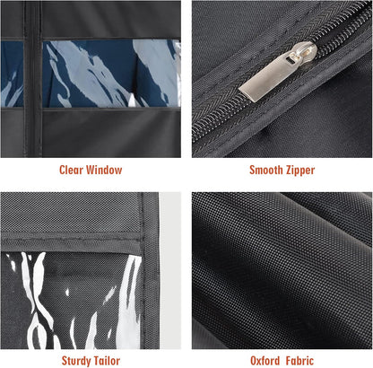 60 '' Foldable Extra Long Dress Garment Bag, Premium Breathable & Tear-resistant Hanging Dress Cover for Travel and Closet Storage with Mesh Shoe Pocket and 2 Carry Handles