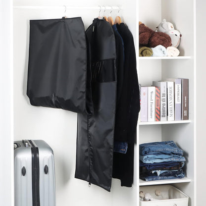 60 '' Foldable Extra Long Dress Garment Bag, Premium Breathable & Tear-resistant Hanging Dress Cover for Travel and Closet Storage with Mesh Shoe Pocket and 2 Carry Handles