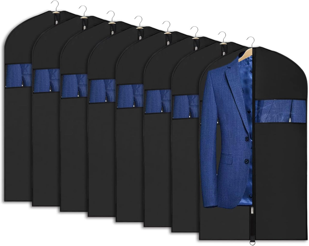 60 '' Foldable Extra Long Dress Garment Bag, Premium Breathable & Tear-resistant Hanging Dress Cover for Travel and Closet Storage with Mesh Shoe Pocket and 2 Carry Handles
