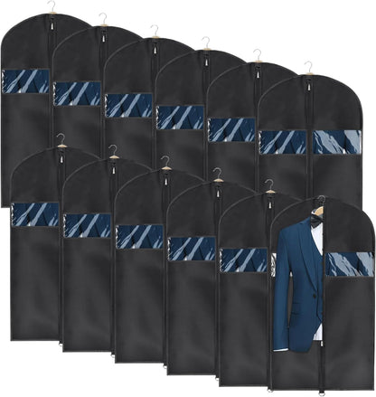 60 '' Foldable Extra Long Dress Garment Bag, Premium Breathable & Tear-resistant Hanging Dress Cover for Travel and Closet Storage with Mesh Shoe Pocket and 2 Carry Handles