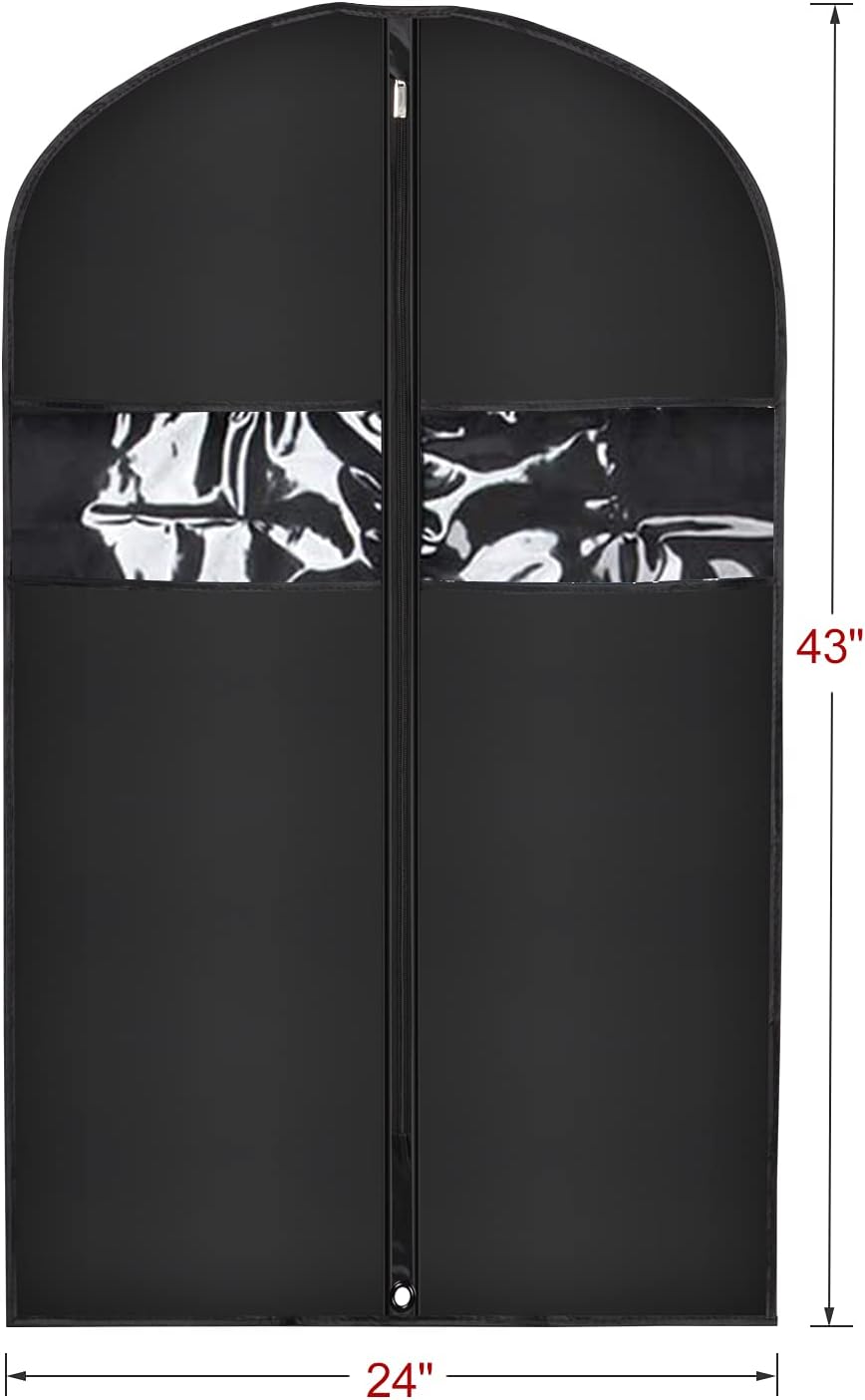 60 '' Foldable Extra Long Dress Garment Bag, Premium Breathable & Tear-resistant Hanging Dress Cover for Travel and Closet Storage with Mesh Shoe Pocket and 2 Carry Handles