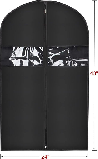 60 '' Foldable Extra Long Dress Garment Bag, Premium Breathable & Tear-resistant Hanging Dress Cover for Travel and Closet Storage with Mesh Shoe Pocket and 2 Carry Handles