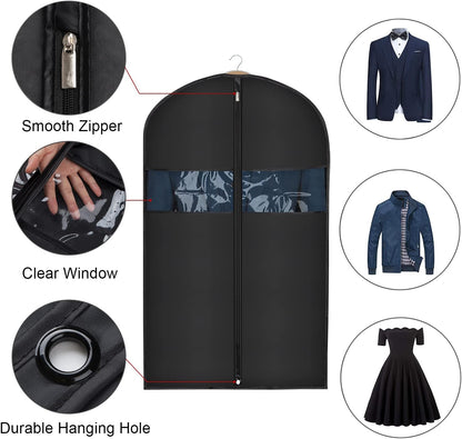 60 '' Foldable Extra Long Dress Garment Bag, Premium Breathable & Tear-resistant Hanging Dress Cover for Travel and Closet Storage with Mesh Shoe Pocket and 2 Carry Handles