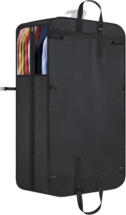 60 '' Foldable Extra Long Dress Garment Bag, Premium Breathable & Tear-resistant Hanging Dress Cover for Travel and Closet Storage with Mesh Shoe Pocket and 2 Carry Handles