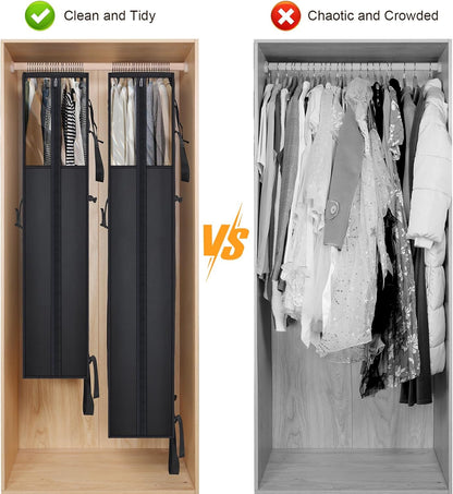 60 '' Foldable Extra Long Dress Garment Bag, Premium Breathable & Tear-resistant Hanging Dress Cover for Travel and Closet Storage with Mesh Shoe Pocket and 2 Carry Handles