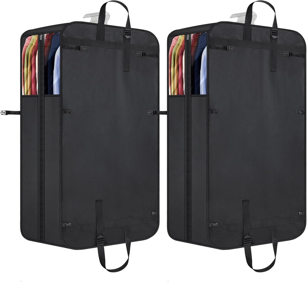 60 '' Foldable Extra Long Dress Garment Bag, Premium Breathable & Tear-resistant Hanging Dress Cover for Travel and Closet Storage with Mesh Shoe Pocket and 2 Carry Handles