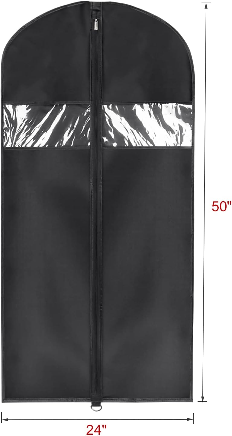 60 '' Foldable Extra Long Dress Garment Bag, Premium Breathable & Tear-resistant Hanging Dress Cover for Travel and Closet Storage with Mesh Shoe Pocket and 2 Carry Handles