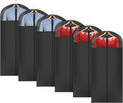 60 '' Foldable Extra Long Dress Garment Bag, Premium Breathable & Tear-resistant Hanging Dress Cover for Travel and Closet Storage with Mesh Shoe Pocket and 2 Carry Handles