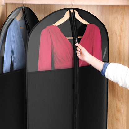 60 '' Foldable Extra Long Dress Garment Bag, Premium Breathable & Tear-resistant Hanging Dress Cover for Travel and Closet Storage with Mesh Shoe Pocket and 2 Carry Handles