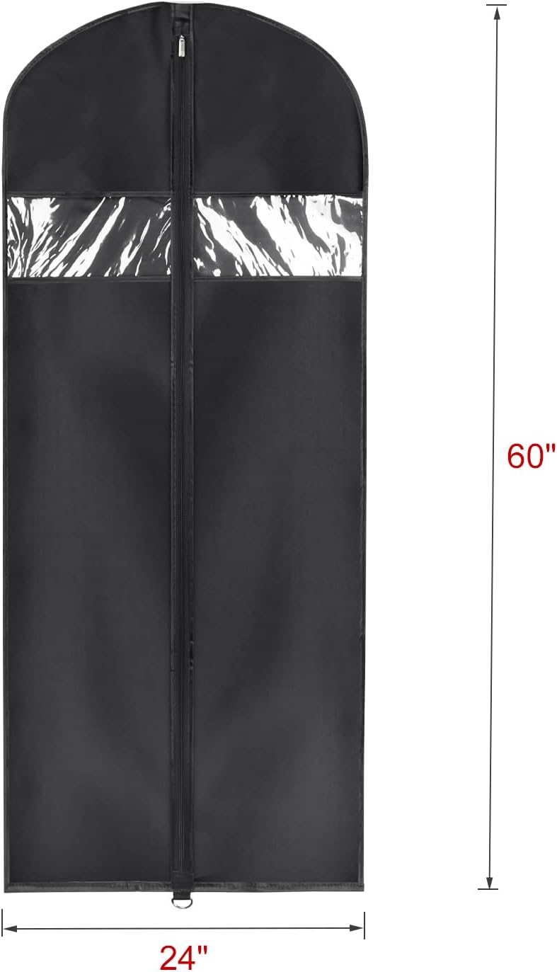 60 '' Foldable Extra Long Dress Garment Bag, Premium Breathable & Tear-resistant Hanging Dress Cover for Travel and Closet Storage with Mesh Shoe Pocket and 2 Carry Handles