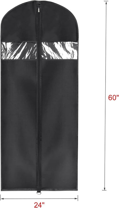 60 '' Foldable Extra Long Dress Garment Bag, Premium Breathable & Tear-resistant Hanging Dress Cover for Travel and Closet Storage with Mesh Shoe Pocket and 2 Carry Handles