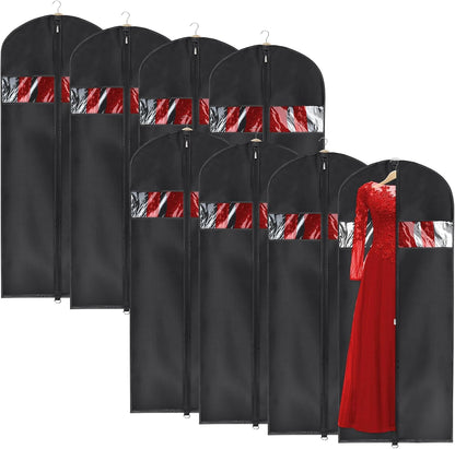 60 '' Foldable Extra Long Dress Garment Bag, Premium Breathable & Tear-resistant Hanging Dress Cover for Travel and Closet Storage with Mesh Shoe Pocket and 2 Carry Handles