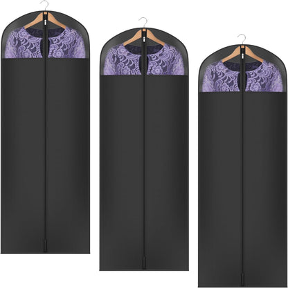 60 '' Foldable Extra Long Dress Garment Bag, Premium Breathable & Tear-resistant Hanging Dress Cover for Travel and Closet Storage with Mesh Shoe Pocket and 2 Carry Handles