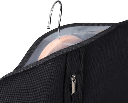 60 '' Foldable Extra Long Dress Garment Bag, Premium Breathable & Tear-resistant Hanging Dress Cover for Travel and Closet Storage with Mesh Shoe Pocket and 2 Carry Handles
