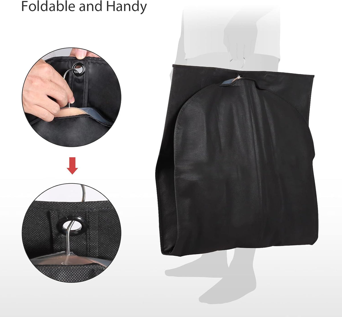 60 '' Foldable Extra Long Dress Garment Bag, Premium Breathable & Tear-resistant Hanging Dress Cover for Travel and Closet Storage with Mesh Shoe Pocket and 2 Carry Handles