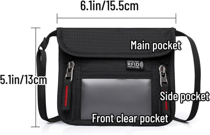 Passport Holder for Travel Pouch Neck Wallet for Traveling Women Men with RFID Blocking Waterproof and Slim Neck Pouch Adjustable Neck Strap (Z-Blue)