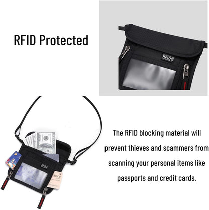 Passport Holder for Travel Pouch Neck Wallet for Traveling Women Men with RFID Blocking Waterproof and Slim Neck Pouch Adjustable Neck Strap (Z-Blue)