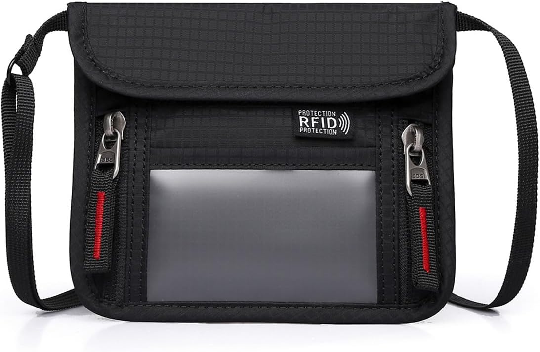 Passport Holder for Travel Pouch Neck Wallet for Traveling Women Men with RFID Blocking Waterproof and Slim Neck Pouch Adjustable Neck Strap (Z-Blue)