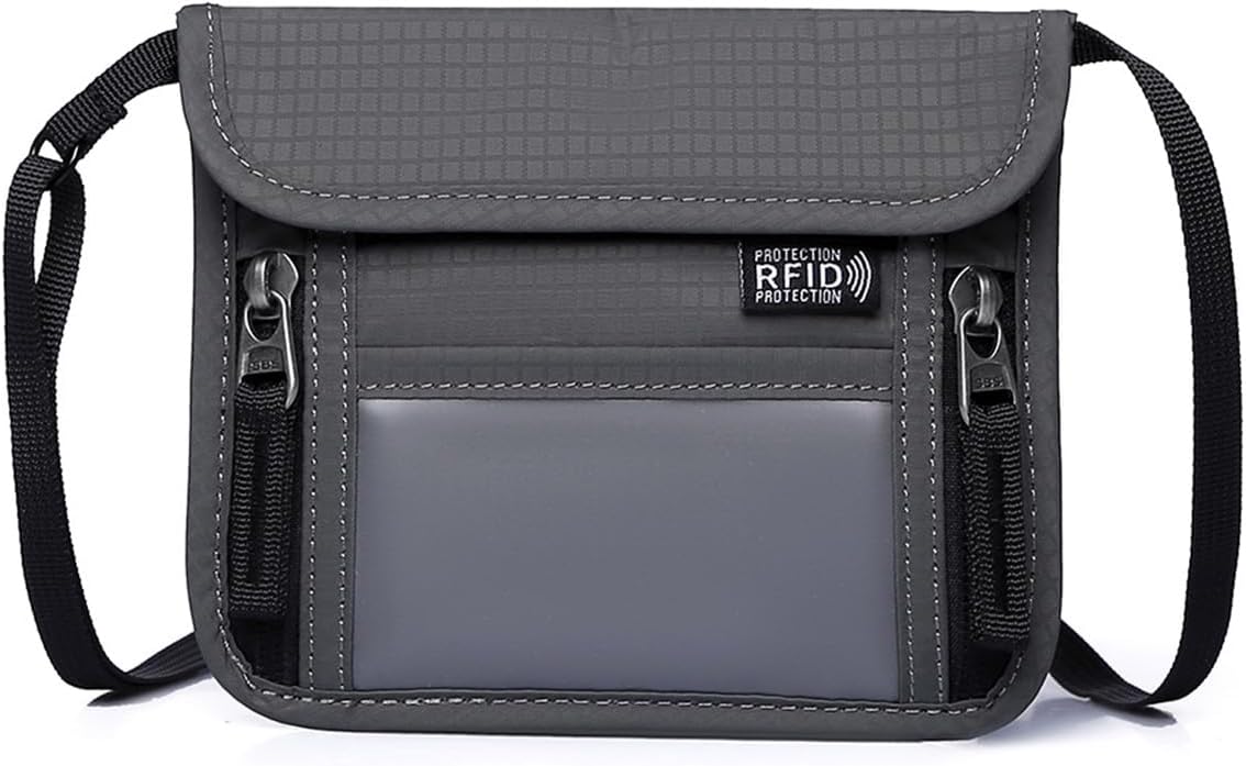 Passport Holder for Travel Pouch Neck Wallet for Traveling Women Men with RFID Blocking Waterproof and Slim Neck Pouch Adjustable Neck Strap (Z-Blue)
