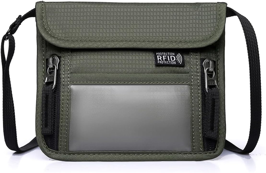 Passport Holder for Travel Pouch Neck Wallet for Traveling Women Men with RFID Blocking Waterproof and Slim Neck Pouch Adjustable Neck Strap (Z-Blue)