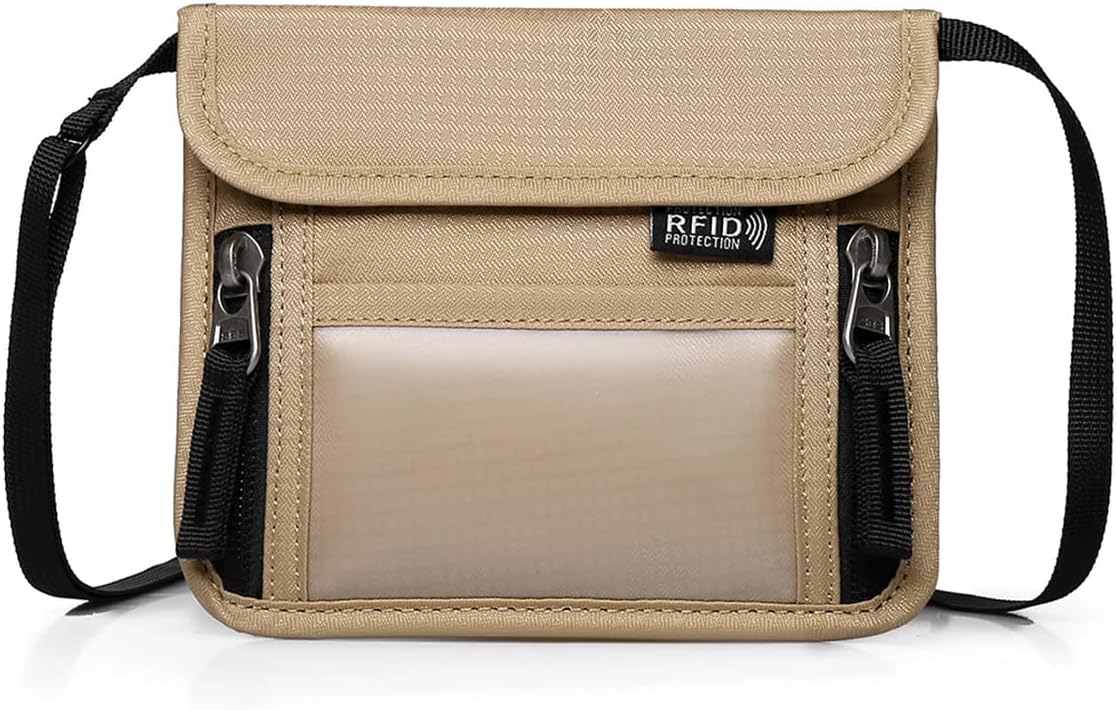 Passport Holder for Travel Pouch Neck Wallet for Traveling Women Men with RFID Blocking Waterproof and Slim Neck Pouch Adjustable Neck Strap (Z-Blue)